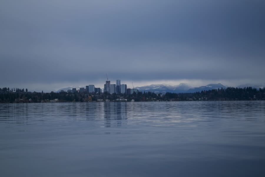 Bellevue over Lake Washington from Madrona Park