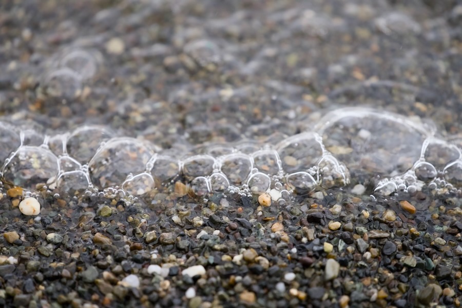 Bubbles on a pebble beach
