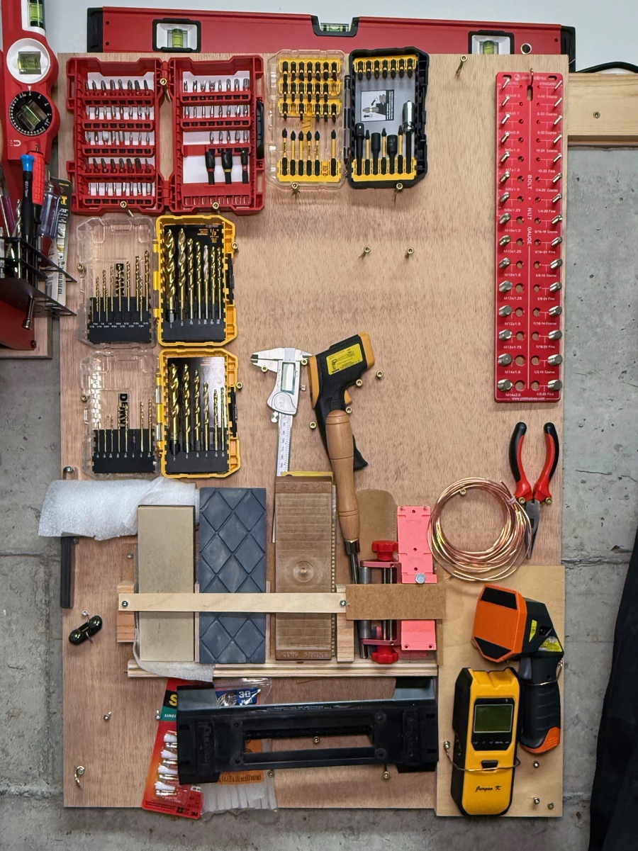 Cleat-mounted wall panel in utility room